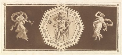 Minerva dekoratív nyolcszögben ülő, balra és jobbra az Éjszaka... figurával, 1784. alkotó: Jean Jacques Lagrenee