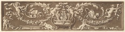 Díszfríz puttival, akantuszlevelekkel és gyümölcsfüzérekkel, Recueil de Diff..., 1784-ből. alkotó: Jean Jacques Lagrenee