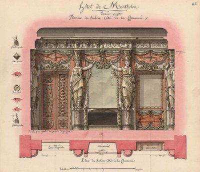 Hotel Montholon. Szalonprojekt, 1786. alkotó: Jean Jacques Lequeu