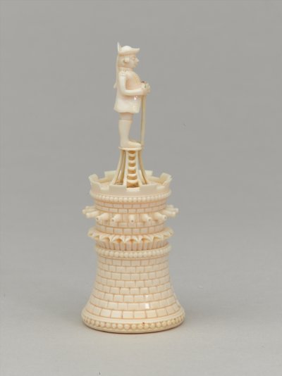 Fehér bástya, sakkfigura, India, 1820 körül alkotó: Jean-Jacques Scherrer