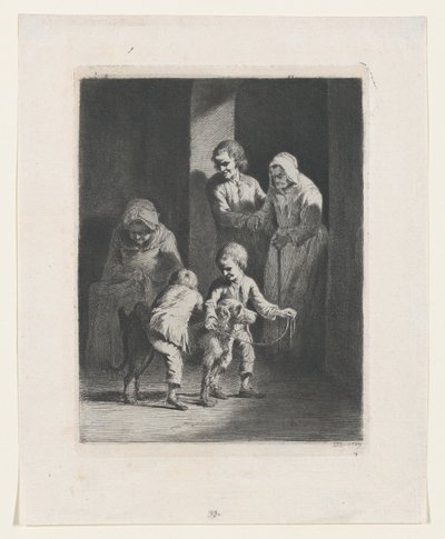 Kutyával játszó gyerekek, 1789. alkotó: Jean Jacques de Boissieu