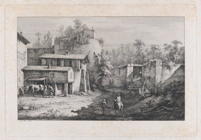 Táj patkolókovácsával, kilátás a Terrebasse-ra, Franciaország, 1808. alkotó: Jean Jacques de Boissieu