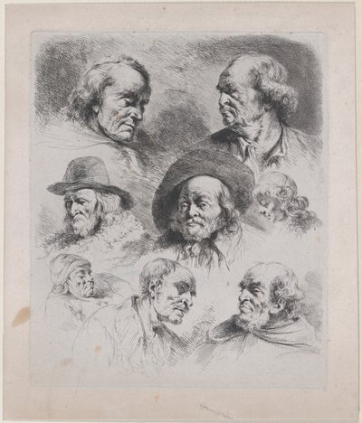Tanulmány a nyolc fejről, 1795. alkotó: Jean Jacques de Boissieu