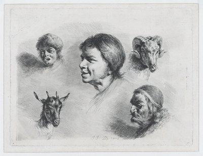 Tanulmány az öt fejről, 1803. alkotó: Jean Jacques de Boissieu