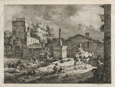 Saint-Andeol látképe, 1774. alkotó: Jean Jacques de Boissieu