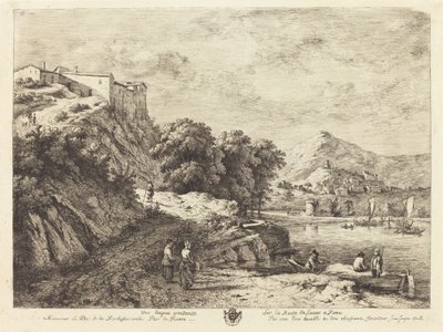 Kilátás az Aqua Pendente-re a Sienából Rómába vezető úton alkotó: Jean Jacques de Boissieu