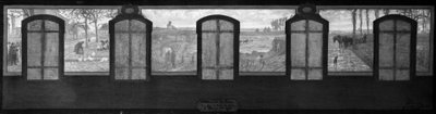 A fresnes-i városháza vázlata: A fennsíkon, A tér Fresnes-ben. A kőbányák. Szántás a nap végén. alkotó: Jean Joseph Enders