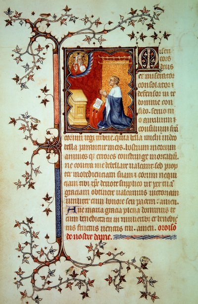 I. János Berry herceg (1340-1416) imádkozott Isten előtt, aki megáldotta. Miniatűr a kéziratból (ms. lat. 18014) „Berry János kis órái”, amelyet Fekete János világított meg, 1375 körül. Paris, B.N. alkotó: Jean Le and workshop (attr. to) Noir