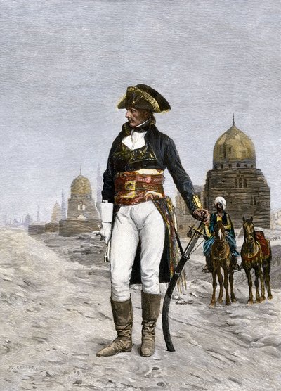 Egyiptomi hadjárat (expedíció) (1798-1801): Bonaparte Napóleon (1769-1821) portréja Kairóban 1798-ban. Színező metszet Jean Leon (Jean-Leon) Gerome festményéről. alkotó: Jean Leon Gerome