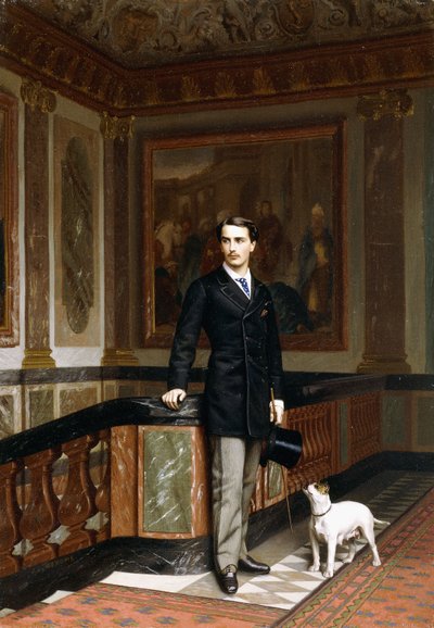 Conte de la Rouchefoucauld Duc de Doudeauville terrierjével, 1870-es évek alkotó: Jean Leon Gerome