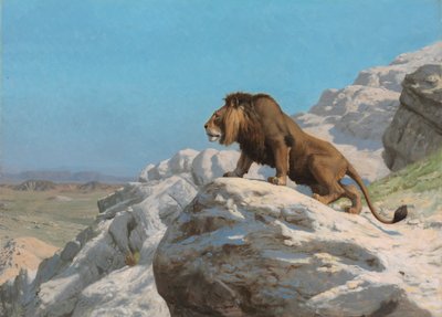 Oroszlán az őrségben, 1885 körül (olaj, fapanel) alkotó: Jean Leon Gerome