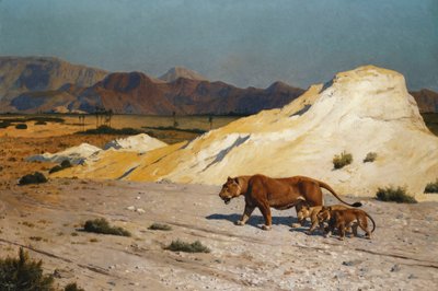 Oroszlán és kölykök; Oroszlán és Oroszlán, alkotó: Jean Leon Gerome