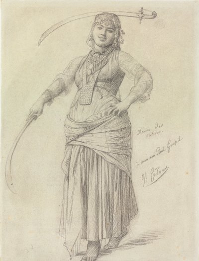 Kardtánc (ceruza papíron) alkotó: Jean Leon Gerome