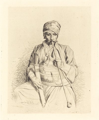 Ülő arab pipával alkotó: Jean Leon Gerome