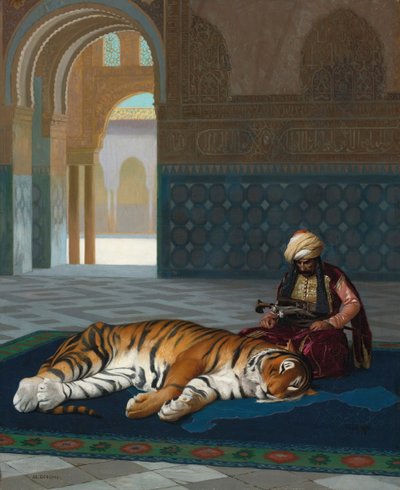 A tigris és az őrző (olaj, vászon) alkotó: Jean Leon Gerome