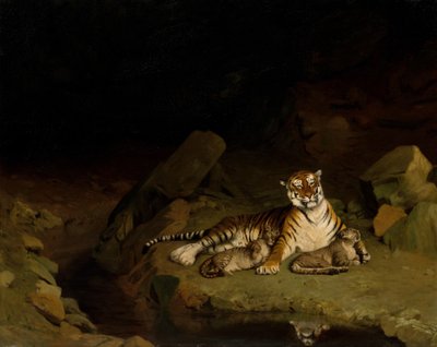 Tigris és kölykök, kb. 1884. alkotó: Jean Leon Gerome