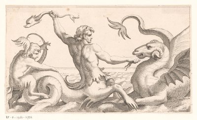 Triton egy tengeri szörnyeteggel küzd alkotó: Jean Lepautre (attributed to)