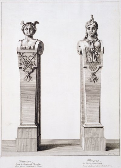 Louis Lerambert Mercury és Minerva mellszobra Versailles-ban, 1674 alkotó: Jean Lepautre