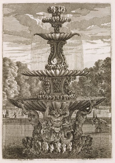 Szökőkutak és vízsugarak olasz stílusú tányérja, 1661 alkotó: Jean Lepautre