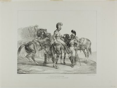 A Party of Life Guards, plate 5 from Various Subjects Drawn from Life and on Stone (The English Suite) alkotó: Jean Louis André Théodore Géricault