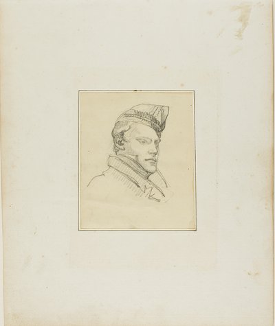 Egy fiatal férfi portréja katonai sapkában alkotó: Jean Louis André Théodore Géricault