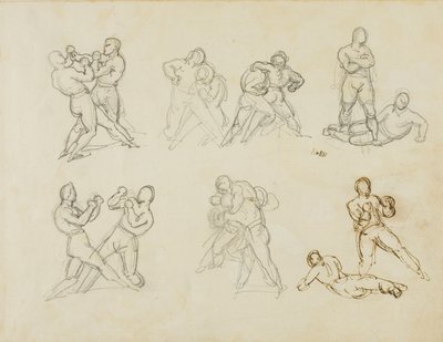 Hét pár boxer vázlata alkotó: Jean Louis André Théodore Géricault