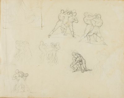 Hét vázlat bokszoló vagy birkózó párosról alkotó: Jean Louis André Théodore Géricault
