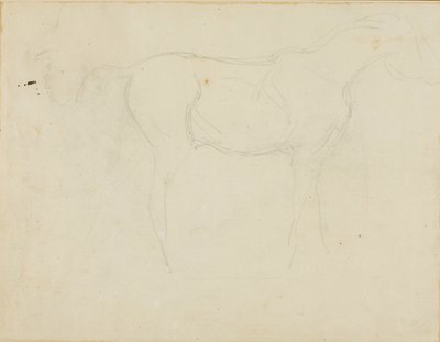 Egy jobbra néző ló vázlata és egy karikatúra profilban alkotó: Jean Louis André Théodore Géricault