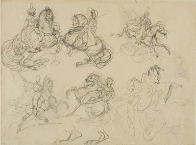 Keleti lovasok vázlatai alkotó: Jean Louis André Théodore Géricault