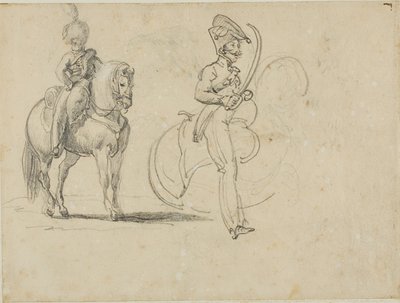 Vázlatok egy lovas császárról és egy lovassági tisztről vontatott szablyával alkotó: Jean Louis André Théodore Géricault