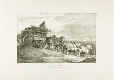 A szénszállító vagon, 7. tábla a Különböző témák az életből kőre rajzolva című képből alkotó: Jean Louis André Théodore Géricault