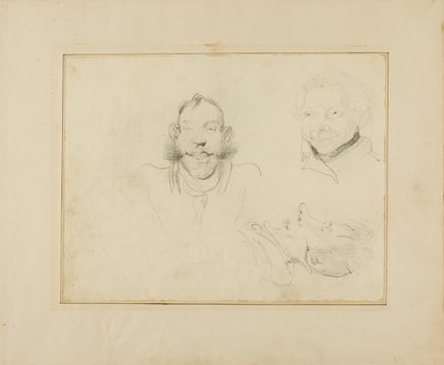 Három karikatúra fejekről alkotó: Jean Louis André Théodore Géricault