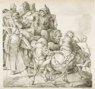 Sebesült katonákkal megrakott kocsi alkotó: Jean Louis André Théodore Géricault