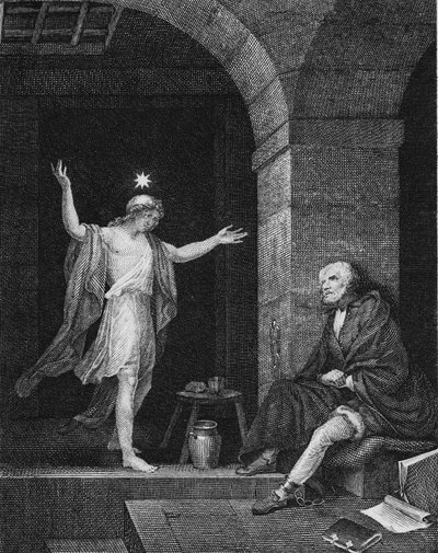 Hesper megjelenik Kolumbusznak a börtönben, 1800-as években. alkotó: Jean Louis Delignon