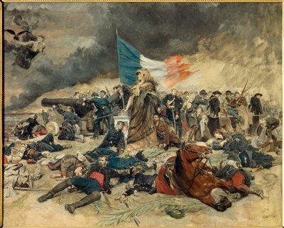 Le Siege de Paris (1870-1871), a poroszok által ostromlott Párizs allegóriája. Ernest Meissonier (1815-1891) festménye. 1871-1891. Mérete 0,53 x 0,70 m Párizs, Orsay Múzeum alkotó: Jean Louis Ernest Meissonier