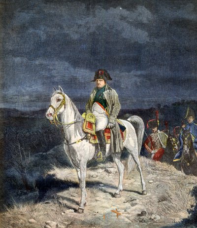 I. Napóleon francia császár lovon 1814 - metszet Meissonier nyomán. alkotó: Jean Louis Ernest Meissonier