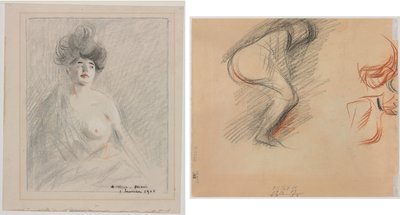 Kurtisane (recto) Figurenskizzen (verso) von Jean-Louis Forain