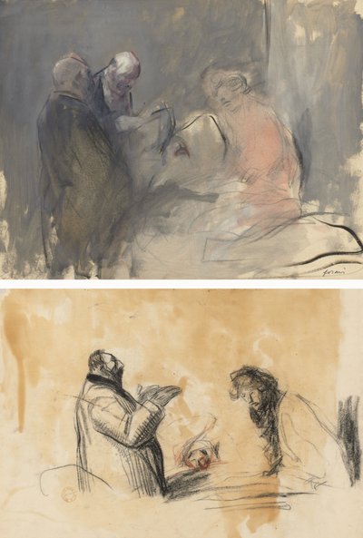 Kórházban (rekto) Vázlat a Kórházban (verso) alkotó: Jean Louis Forain