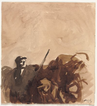 Katona az árokban (recto) alkotó: Jean-Louis Forain