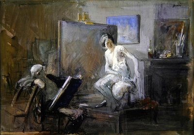 A festő a modelljével (kréta és gouache) alkotó: Jean Louis Forain