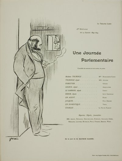 Theaterprogramm für Une Journée Parlementaire von Jean-Louis Forain