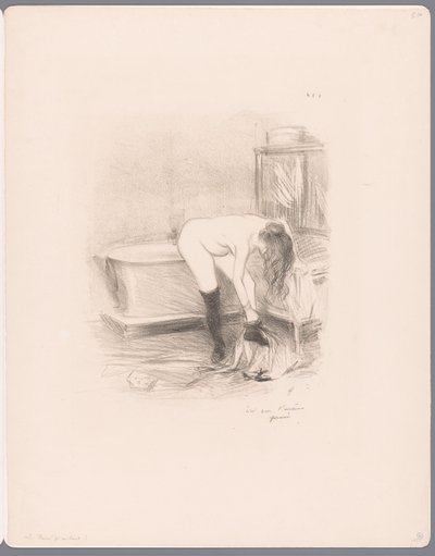 Nő levetkőzik a fürdőszobában Le bain alkotó: Jean Louis Forain