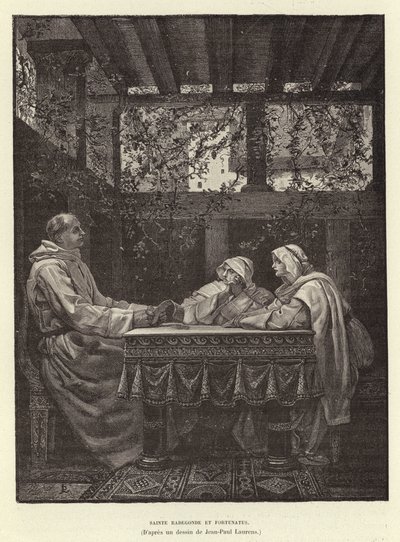 Sainte Radegonde és Fortunatus Szent Radegund és a költő, Venentius Fortunatus, 6. század (metszet) alkotó: Jean Louis Hamon