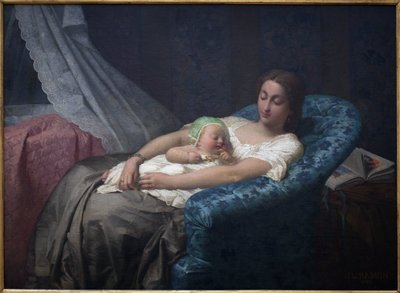 A fiatal anya. Jean Louis Hamon (1821-1874) festménye, Olaj, vászon alkotó: Jean Louis Hamon