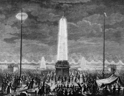 Francia forradalom: Fesztiválok és megvilágítások a párizsi Champs Elysees-n július 18-án alkotó: Jean Louis II (after) Prieur