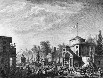 Francia forradalom: Ingyenes belépés a párizsi sorompóra május 1-jén alkotó: Jean Louis II (after) Prieur