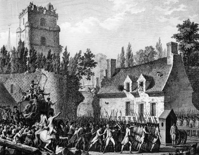 A francia forradalom: Pierre Victor de Besenval de Brunstatt, de Besenval báró (1721-1791) Brie Comte Roberthez vezetett augusztus 10-én alkotó: Jean Louis II (after) Prieur