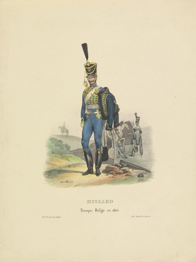 holland huszár, 1815 Hussard Troupe Belge en 1815 (cím a tárgyon) alkotó: Jean-Louis Van Hemelryck