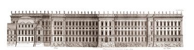 A párizsi Louvre, Gian Lorenzo Bernini projektje: a Szajnára néző főhomlokzat megemelkedése - Jacques-Francois Blondel "" Architecture francoise"-ból - a Szajna főhomlokzatának emelkedése - Bernin projektje - Jean Marot metszet alkotó: Jean Marot