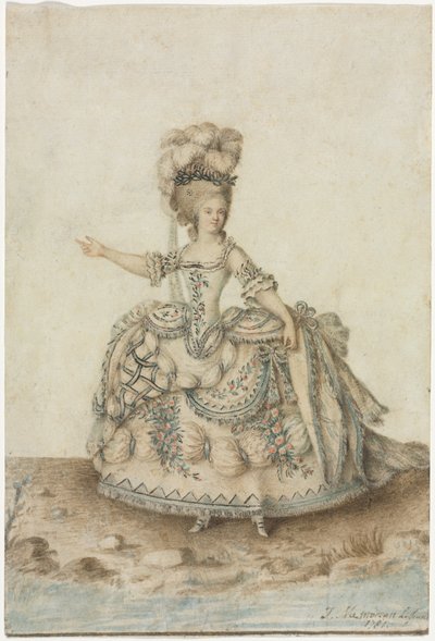 Jelmeztanulmány operaénekesnek, 1781. alkotó: Jean Michel Moreau le Jeune